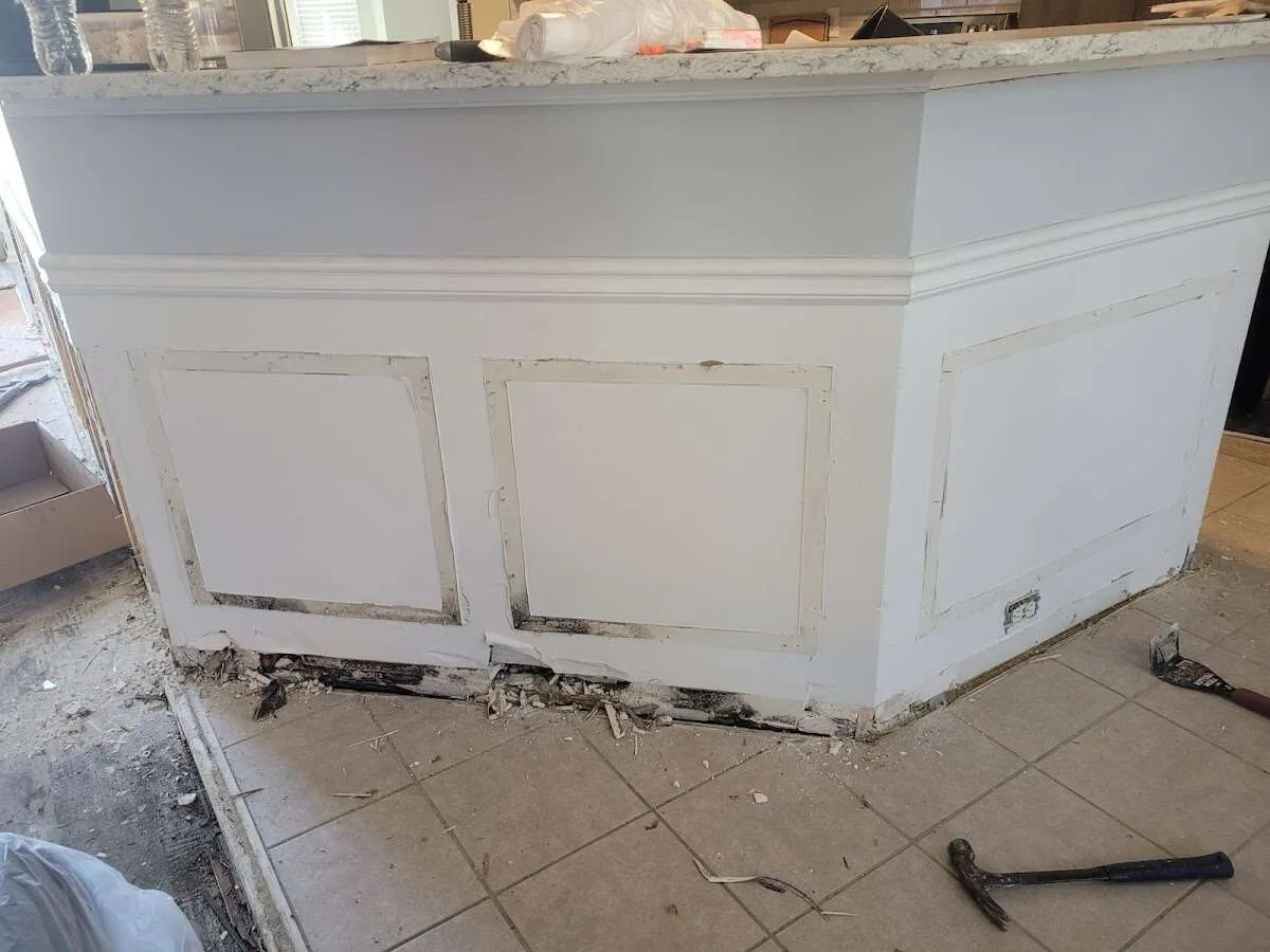 Water damage and mold on kitchen during Storm Damage Restoration in Murphy